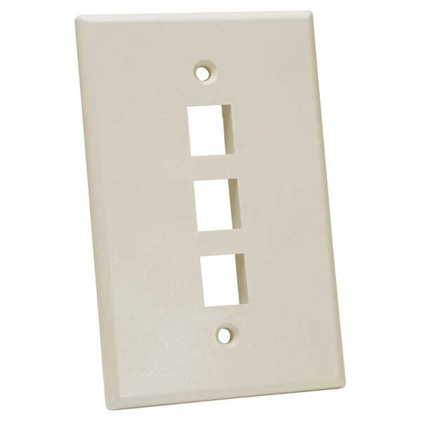Quest Technology International Oversized Keystone Wall Plate, Single-Gang - 3 Ports, Almond NFP-5039 - main